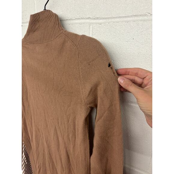 Naadam xs 0-2 Caramel Asymmetrical Wool Cashmere Hybrid Turtleneck Midi Dress - Picture 5 of 8